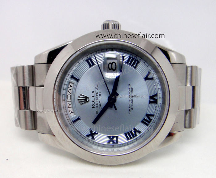 Fake Rolex Daydate II Ice Blue face Presidential Band Watch 41mm